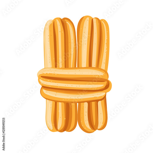 Flat vector churros, minimalist design, isolated on a white background.

