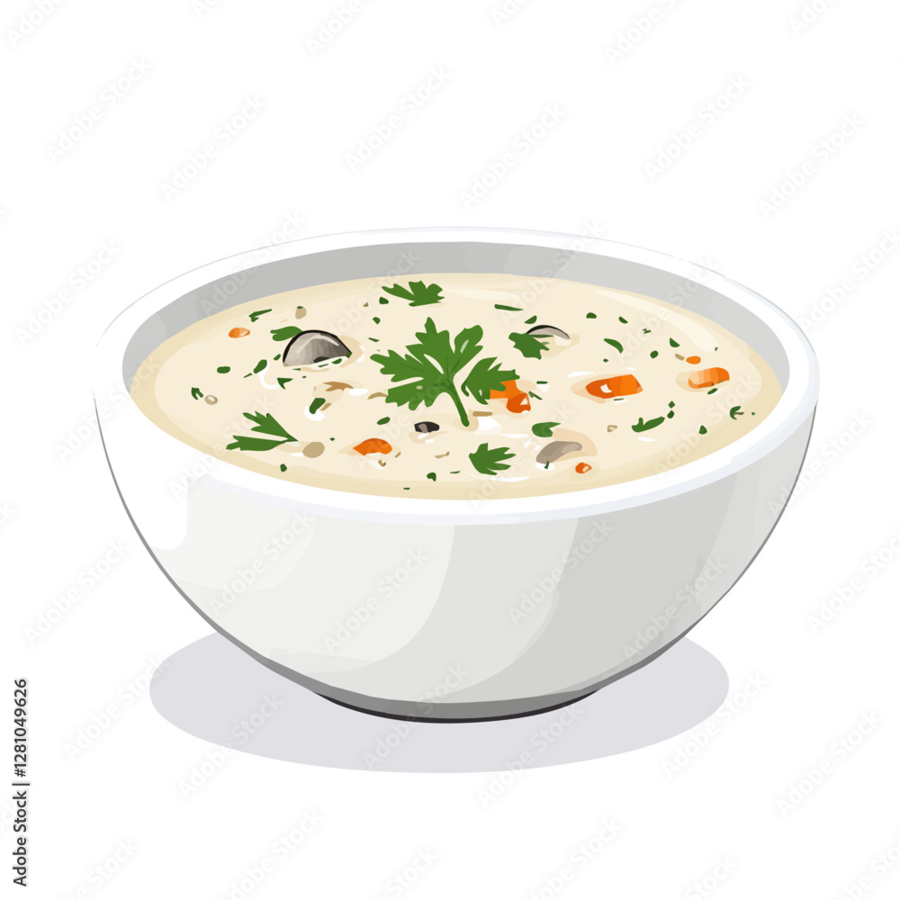 Flat vector clam chowder, minimalist design, isolated on a white background.
Flat vector clam chowder, minimalist design, isolated on a white background.