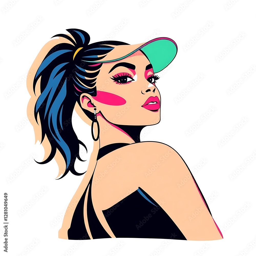 Dynamic Hip Hop Girl Illustration for Trendy T-Shirt Design Dynamic Hip Hop Girl Illustration for Trendy T-Shirt Design