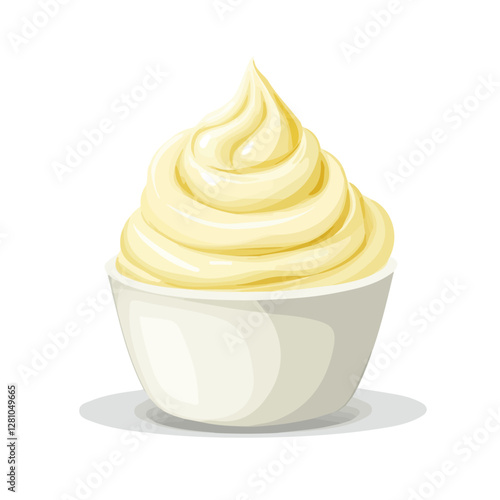 Flat vector clotted cream, minimalist design, isolated on a white background.

