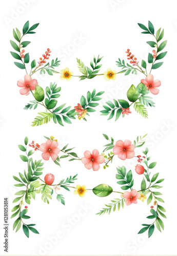 Hand drawn creative cute plant garland title material