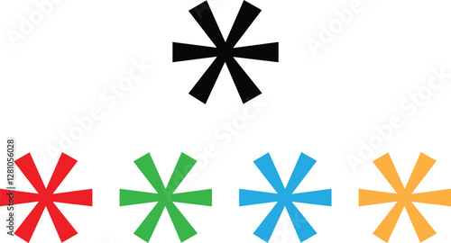 Colorful asterisk icon set in different colors for web and app interfaces . Vector illustration