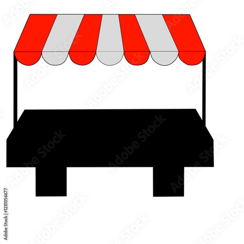 Illustration of a roadside shop selling food. Flat vector illustration.