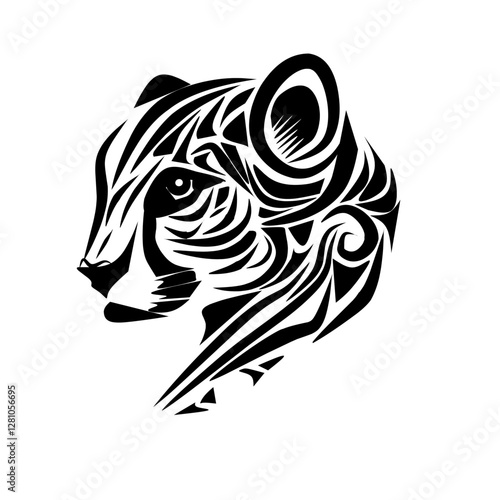 sketch of a tribal tigress illustration. vector drawing tigress.  tigress logo