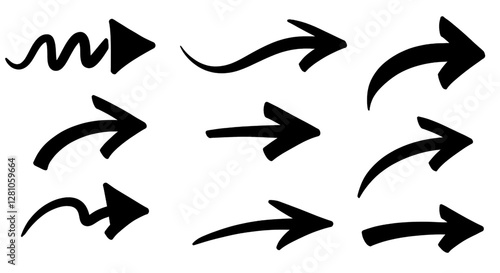 Hand-drawn PNG arrows set with transparent background, ideal for presentations, infographics, social media, graphic design, digital scrapbooking, educational materials, and creative projects