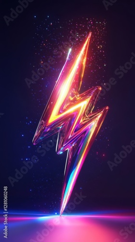 Iridescent Lightning Bolt Abstract Art Design