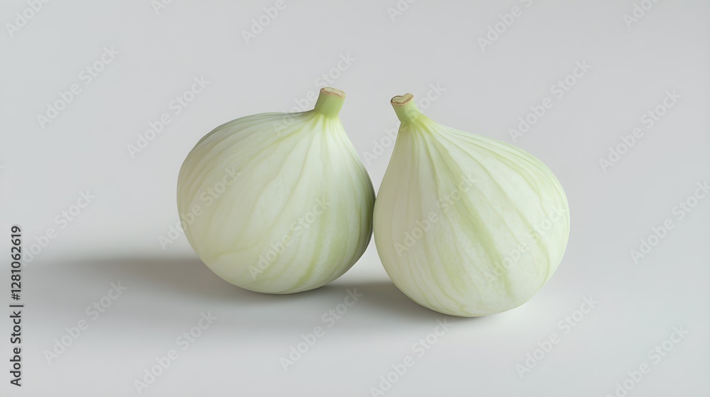 Obraz premium Fresh Green Figs Isolated on a White Background in Close-Up View