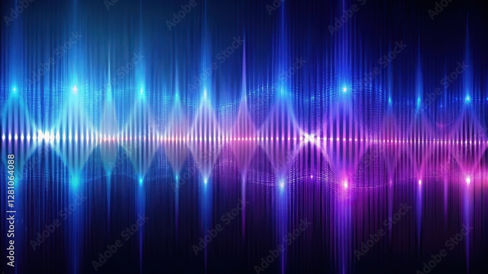 A digital waveform pattern created from abstract shapes in cobalt blue and moody violet hues, with intricate details and subtle gradient effects, waveform pattern, neon A digital waveform pattern created from abstract shapes in cobalt blue and moody violet hues, with intricate details and subtle gradient effects, waveform pattern, neon