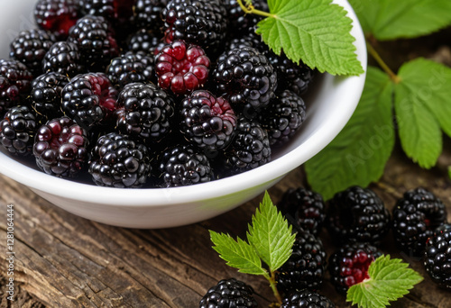 Fresh blackberries in the forest in a bowl of food Close up Romania