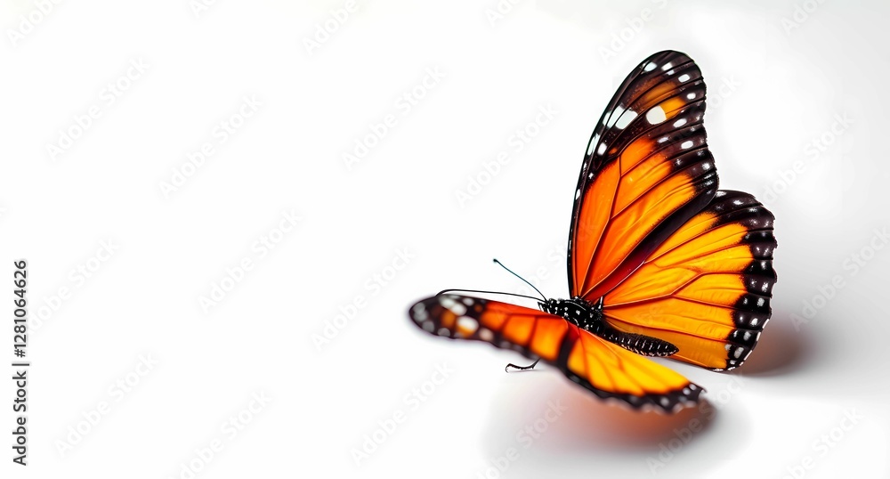 butterfly with orange wings is sitting on a white background butterfly with orange wings is sitting on a white background