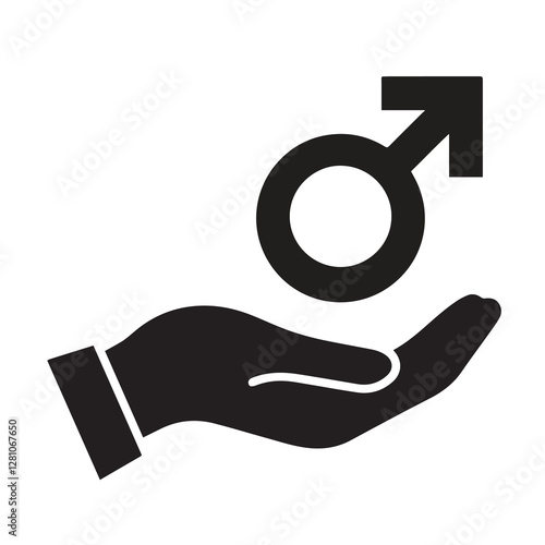 Men's health icon. Male, gender symbol. Vector icon isolated on white background