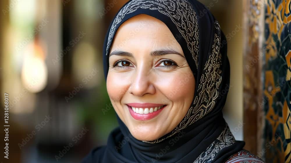 Portrait of smiling middle easter woman in hijab Portrait of smiling middle easter woman in hijab