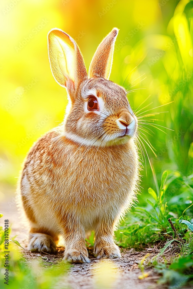 Fototapeta premium Rabbit Silhouette on Forest Path at Sunset
