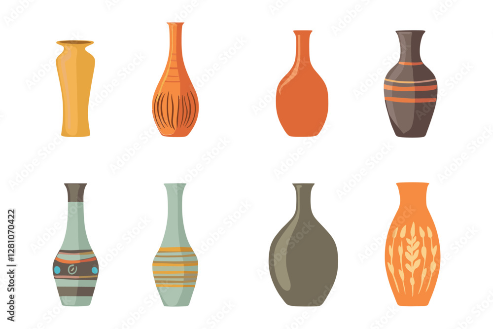 set of colorful vase isolated on a white background, Flat style vector illustration set of colorful vase isolated on a white background, Flat style vector illustration