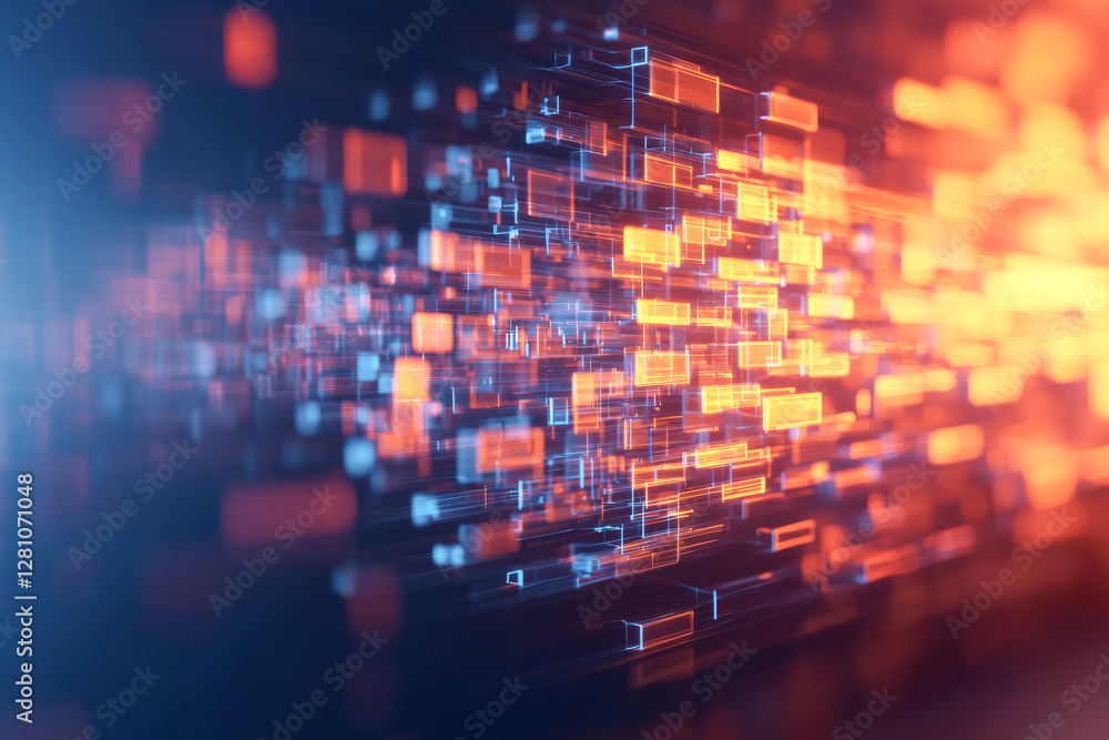 Obraz premium Dynamic visualization of data flow in a futuristic digital network.