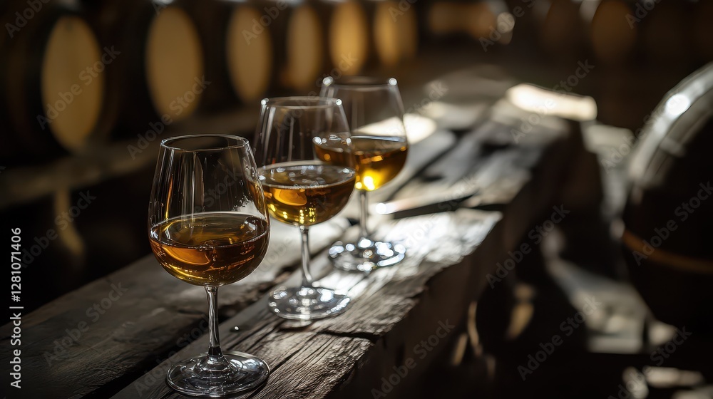 Sampling spirits in a rustic distillery Sampling spirits in a rustic distillery