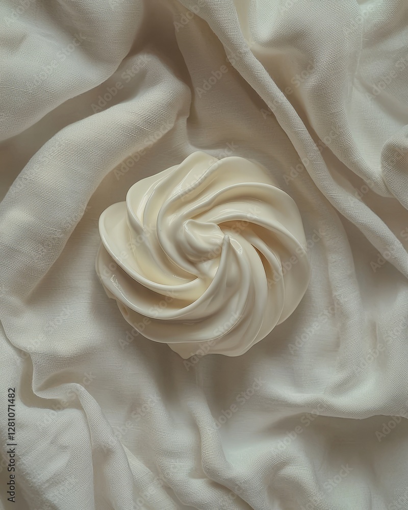 Obraz premium Minimalist skincare cream on a tactile linen surface
