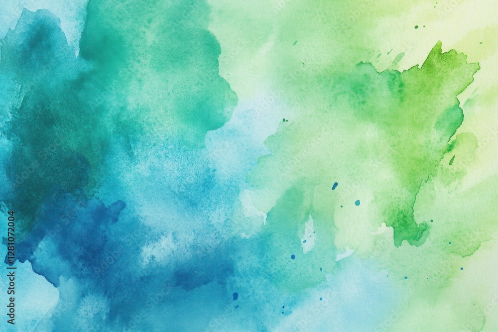 Abstract watercolor wash background in teal, green, and blue hues. Abstract watercolor wash background in teal, green, and blue hues.