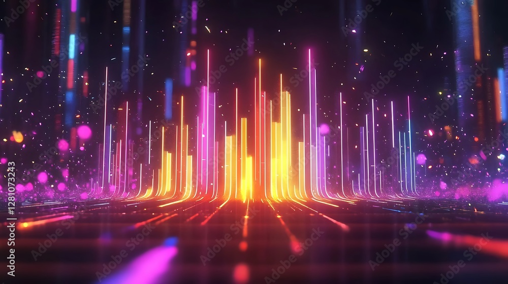 Abstract Neon Light Display Showing Colorful Vertical Lines Abstract Neon Light Display Showing Colorful Vertical Lines