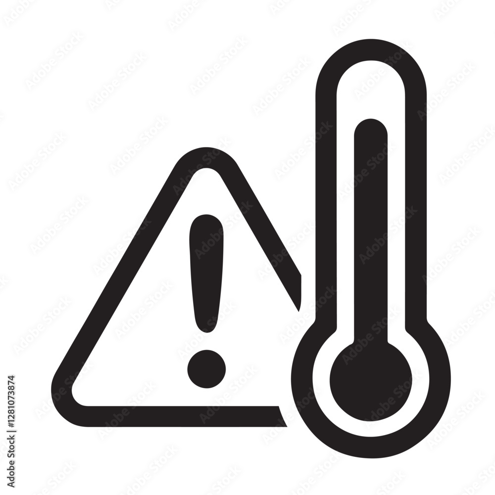 High temperature warning icon. Vector icon isolated on white background High temperature warning icon. Vector icon isolated on white background