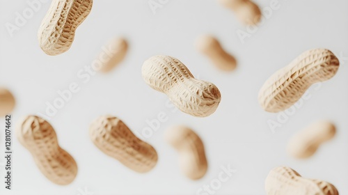 Wallpaper Mural Cute Small Yellow Peanuts Floating in Air Isolated on White Background Torontodigital.ca