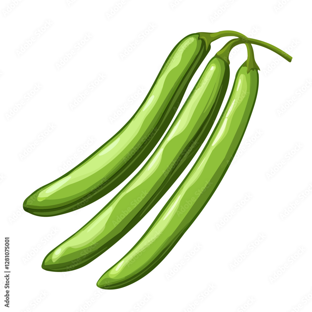 Flat vector green beans, minimalist design, isolated on a white background.
Flat vector green beans, minimalist design, isolated on a white background.