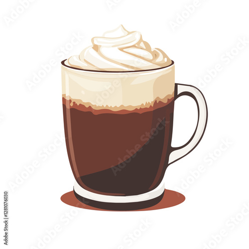 Flat vector hot chocolate, minimalist design, isolated on a white background.

