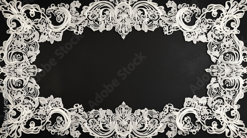 Gorgeous classic black and white wedding border with intricate lace design