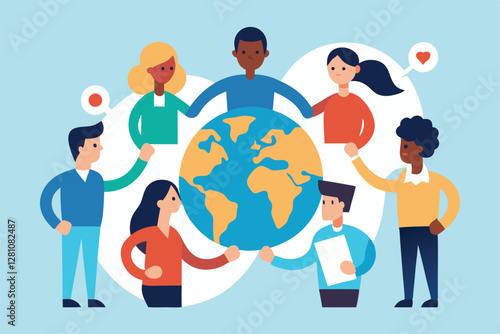"Multicultural Business Team Collaborating on International Project - Vector Illustration"