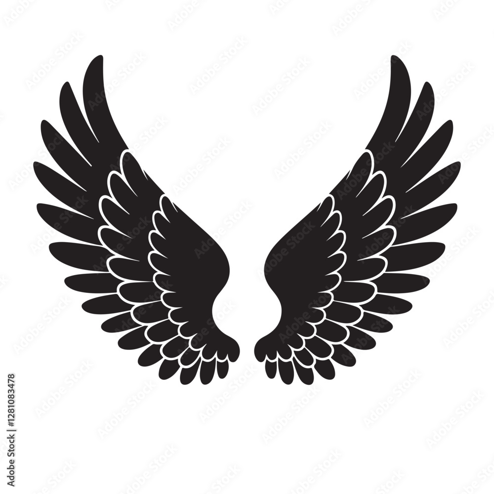 Fototapeta premium Beautiful Angel Wing Silhouettes for Graphic Design