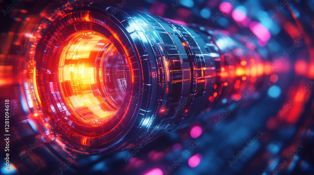 Fototapeta premium Futuristic Technology: Glowing Cylindrical Core