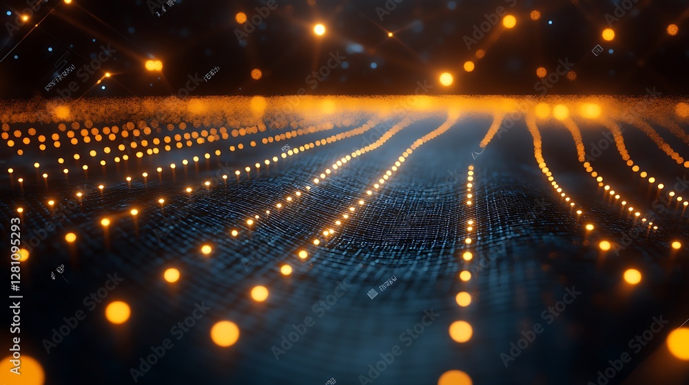 Fototapeta premium Abstract digital network, glowing lights
