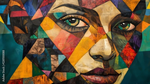 Colorful Geometric Portrait of a Woman With Expressive Eyes