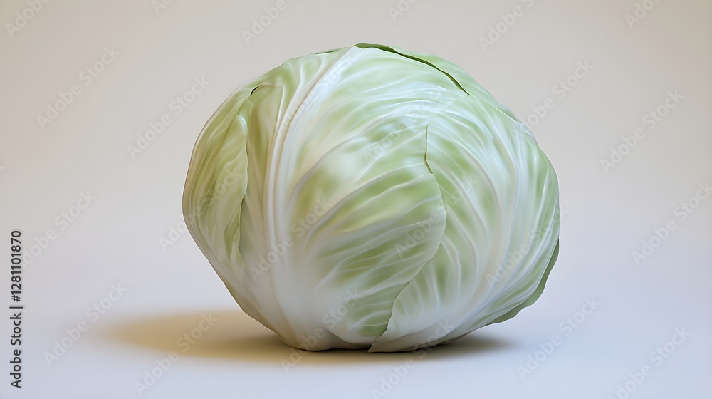 Obraz premium Isolated Head of Cabbage on White Background in Photorealistic Style