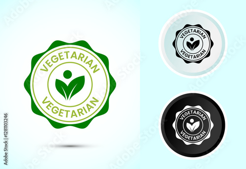 100 percent vegetarian icon design illustration, Vegan product label badge