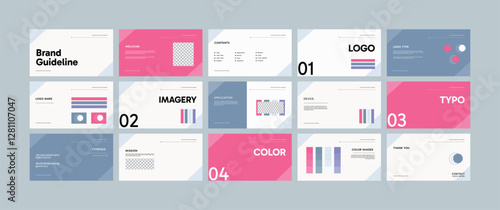 Brand identity design template. Brand guidelines templates. Logo and brand strategy guide manual presentation. Logo guideline book.