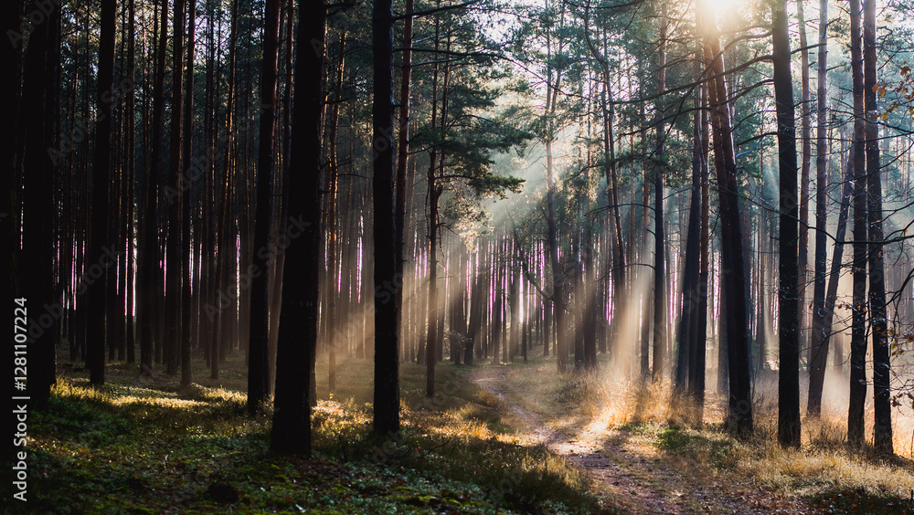 Obraz premium Enchanted Forest Path on a Sunny Day