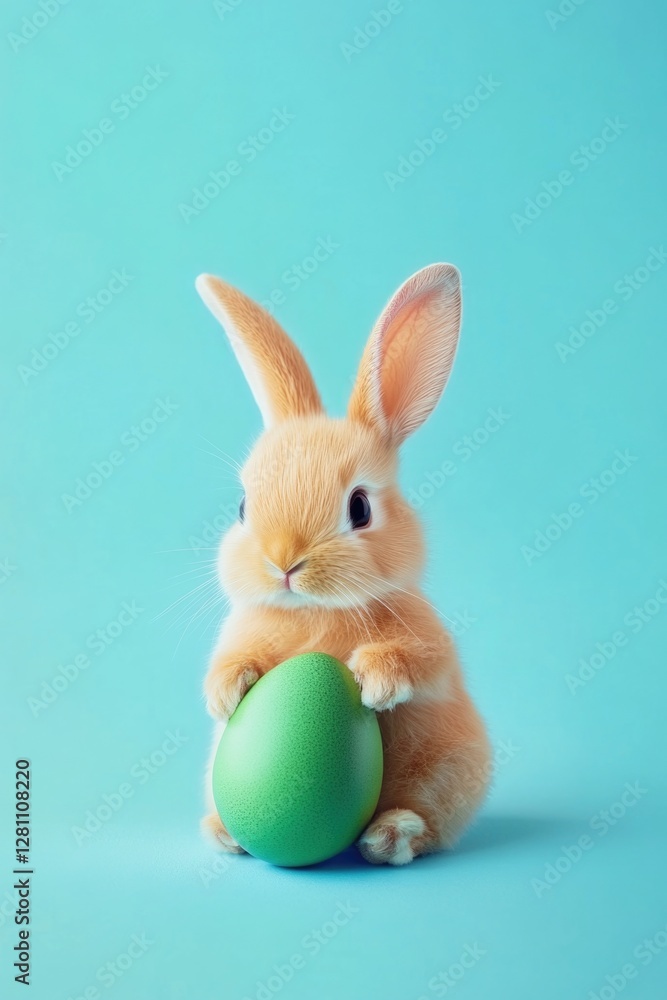 Obraz premium A cute bunny holding an egg.