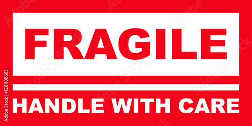 Fragile label signifying delicate handling.  Red background, white text. Essential for shipping and moving items needing extra protection.