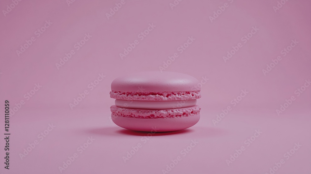 Obraz premium Delicate Pink Macaron on Soft Pink Background in High Resolution