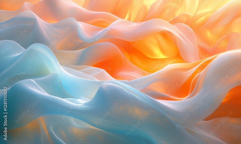 Fototapeta premium Abstract flowing pastel fabric waves.