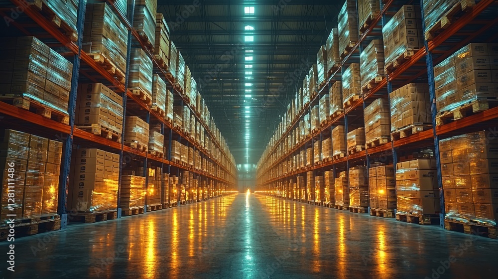 Fototapeta premium A close-up view of an assembly line within a cutting-edge factory, concentrating on the production of electric vehicle batteries. The setting showcases ultra-modern, neat machines with a modern,