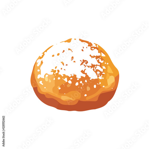 Flat vector oliebollen, minimalist design, isolated on a white background.

