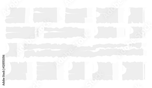 Vector collection of torn, ripped pieces of white paper, ripped paper strips, torn or ripped paper texture, text note strip, business newspaper clip art, scrap paper edge, isolated on background