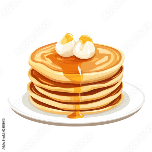 Flat vector pancakes, minimalist design, isolated on a white background.

