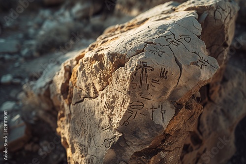 A rock with ancient symbols carved into it