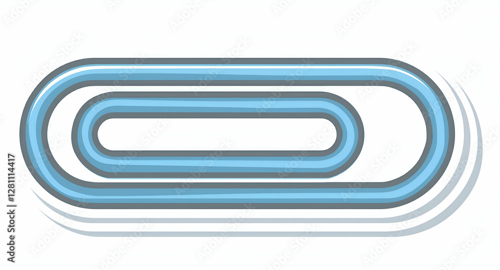 A Playful Light Blue Paperclip Design, A Symbol Of Connection And Organization, With A Soft, Rounded Style And A White Border A Playful Light Blue Paperclip Design, A Symbol Of Connection And Organization, With A Soft, Rounded Style And A White Border