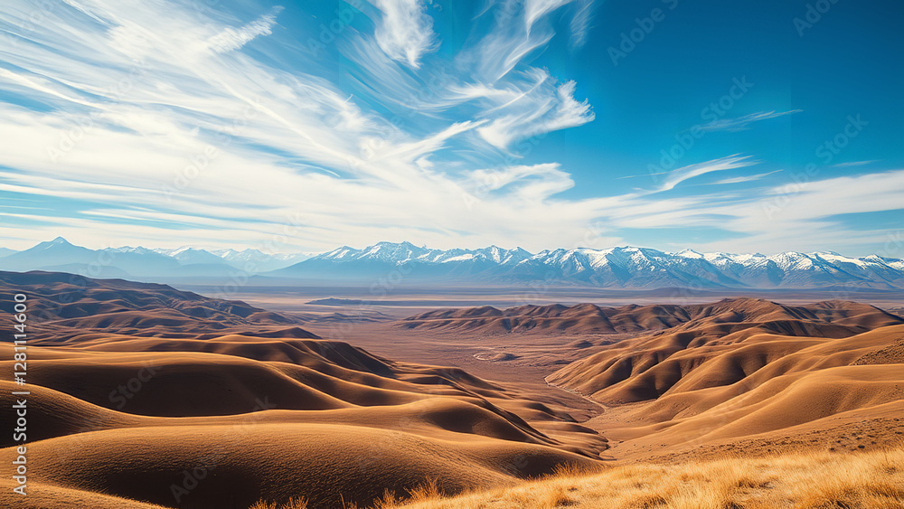 Naklejka premium Dreamscape of Earth and Sky: Deserts and Mountains