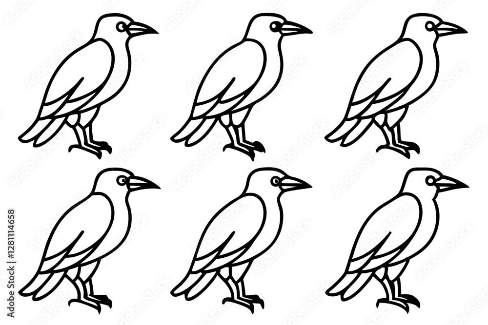 Crow Line Art Bundle Crow Line Art Bundle