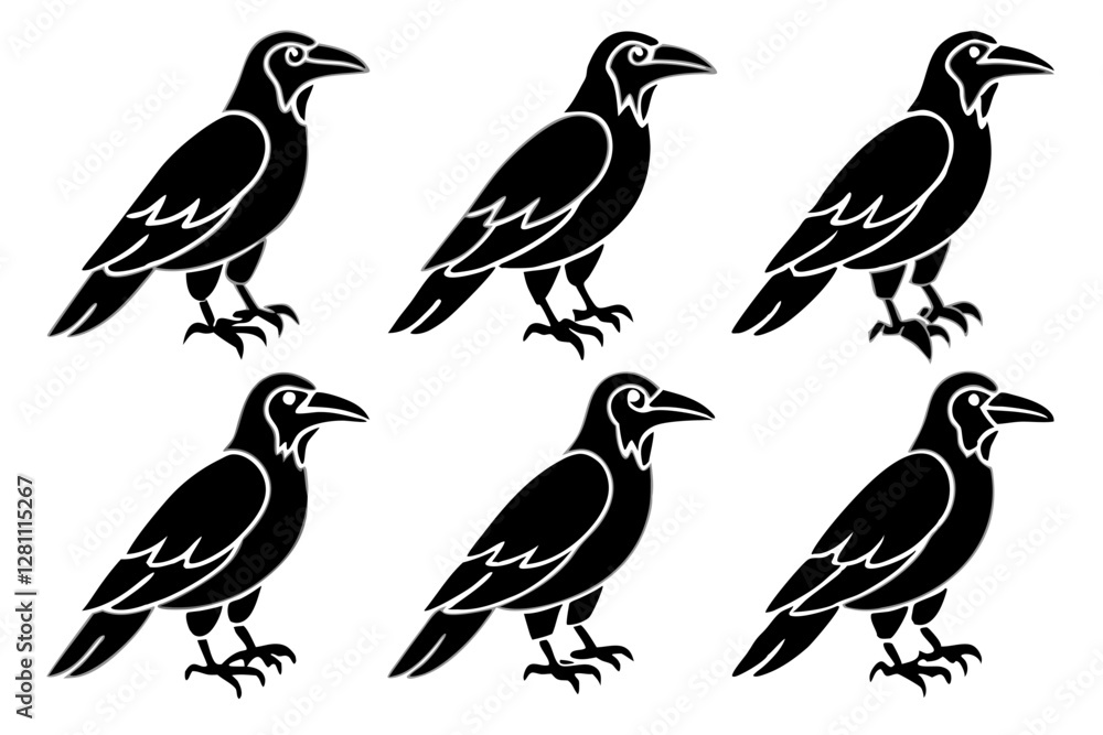 Obraz premium Crow Line Art Bundle